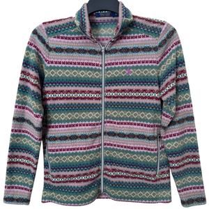 Ralph Lauren Polo Golf Fair Isle Full Zip Fleece Jacket Women's‎ Medium Preppy